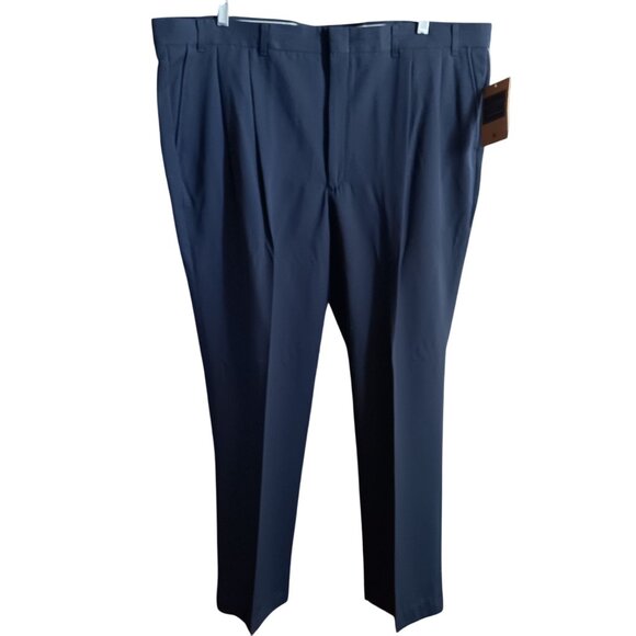 44x32 Vintage Men's Pants Botany 500 Big Mens Full Cut Navy Pleated W44 L32 NEW - Picture 1 of 4